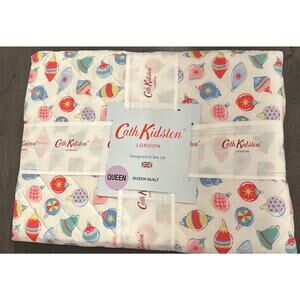 Cath Kidston London Christmas Baubles Pastel Queen Quilt Cotton New ornaments